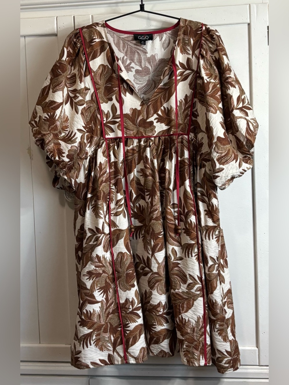 Gigio Floral Babydoll Mini Dress Medium Puff Sleeve Pockets Lined Boho NWOT - Picture 4 of 12
